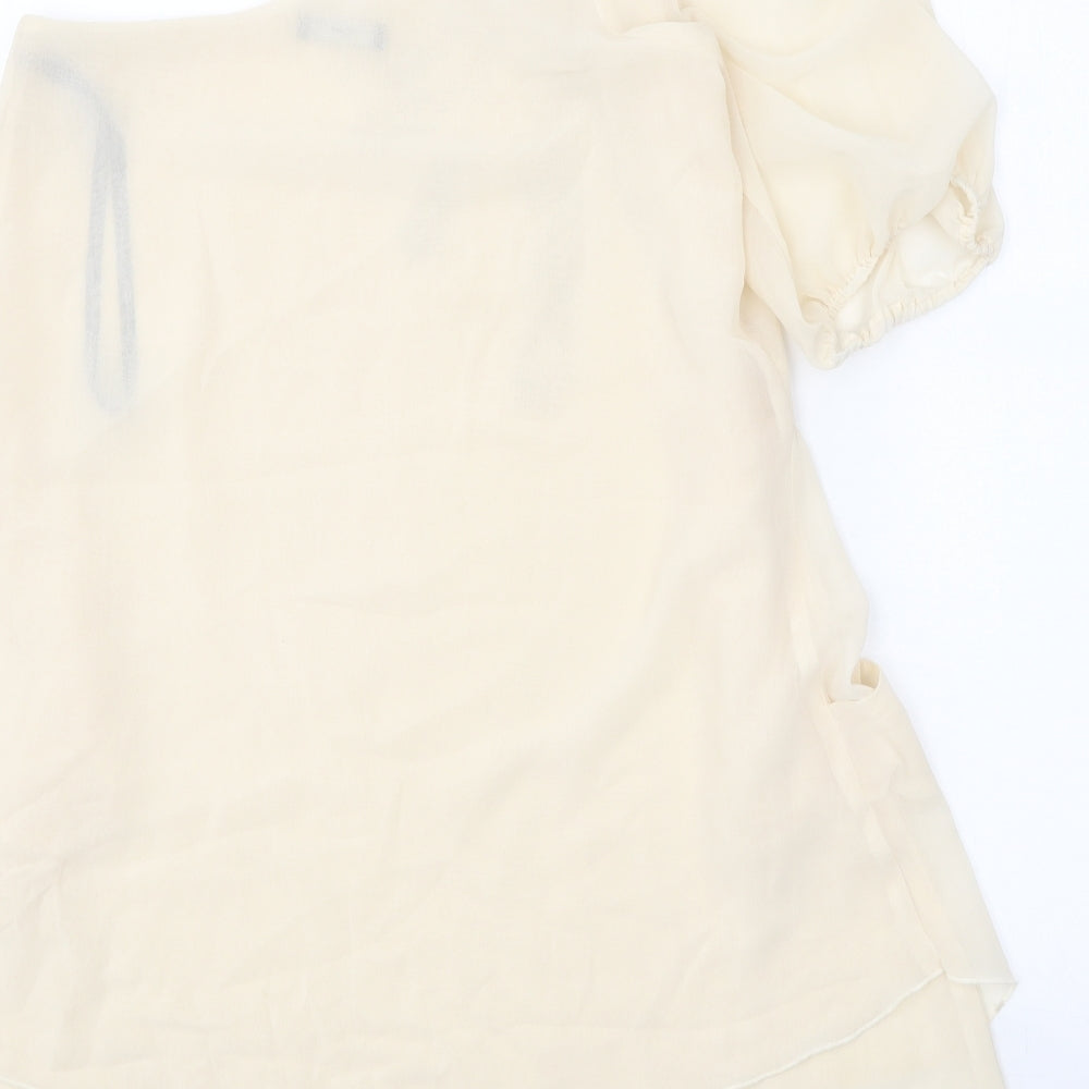 TFNC Womens Beige Polyester Tunic Blouse Size M One Shoulder