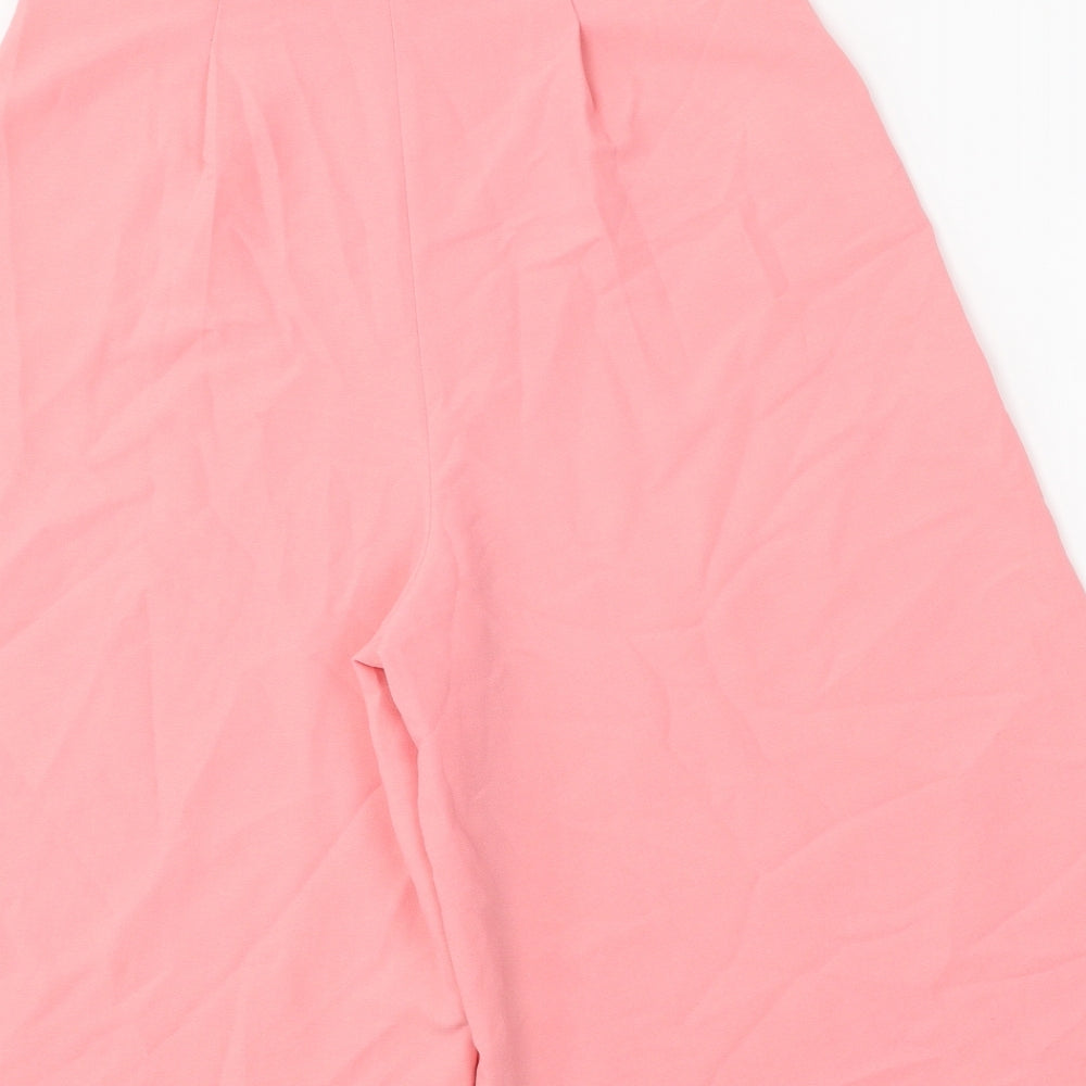 Boohoo Womens Pink Polyester Cropped Trousers Size 8 Regular Zip