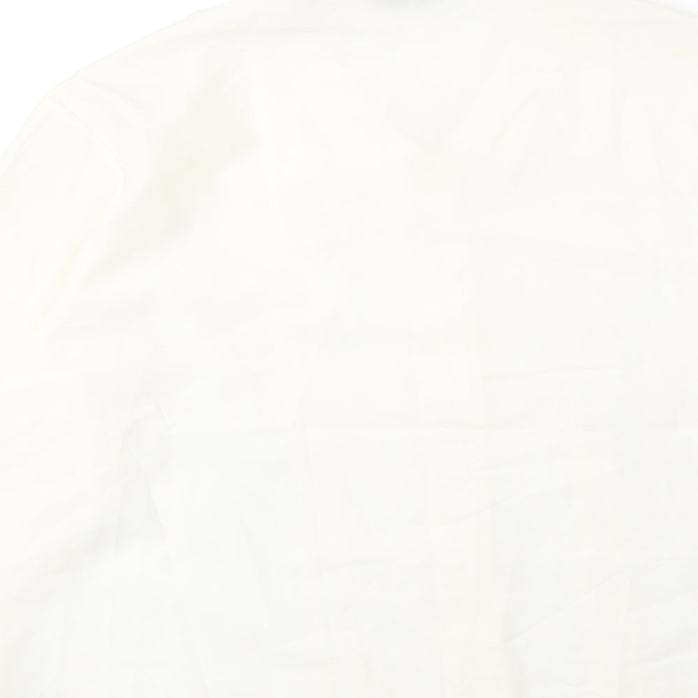 Preworn Womens Ivory Polyester Basic Button-Up Size 18 V-Neck
