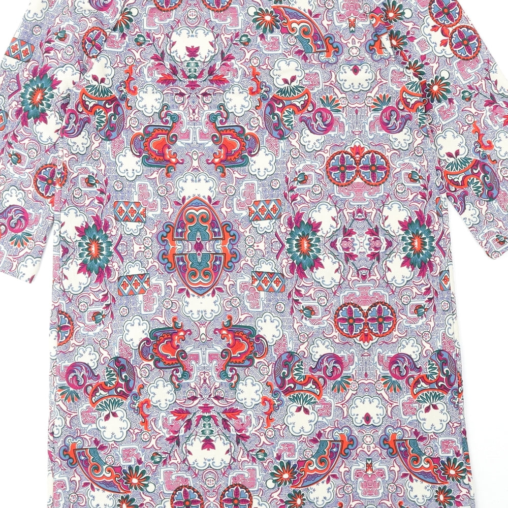 Papaya Womens Multicoloured Geometric Polyester Shift Size 8 Boat Neck Pullover