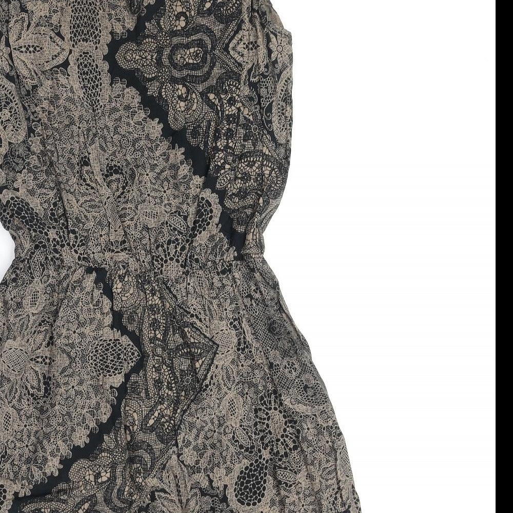 Preworn Womens Black Paisley Polyester Tank Dress Size S Boat Neck Pullover