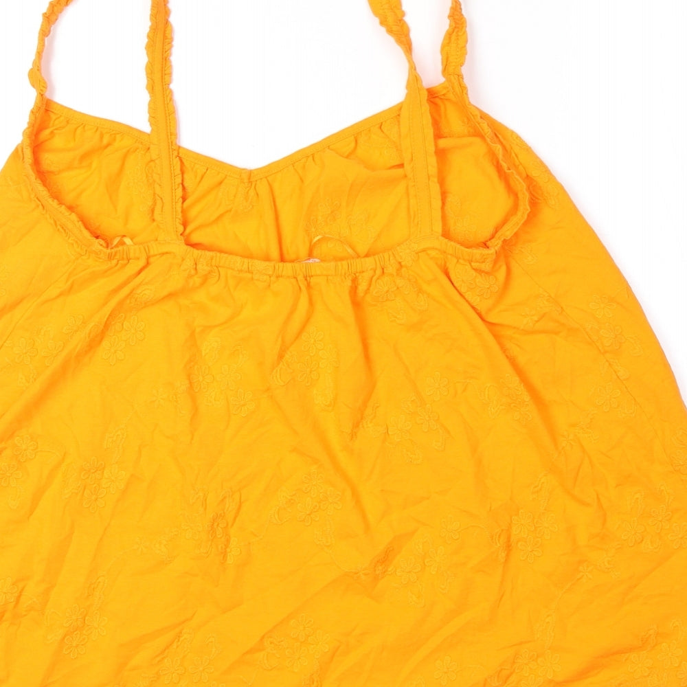 Per Una Womens Orange 100% Cotton Basic Tank Size 8 V-Neck
