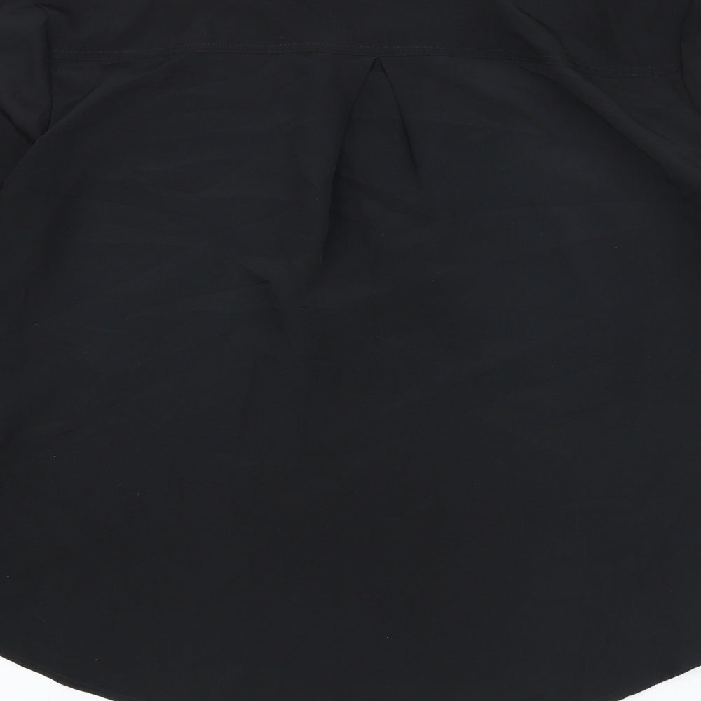 Marks & Spencer Womens Black Colourblock Polyester Basic Button-Up Size 8 Collared