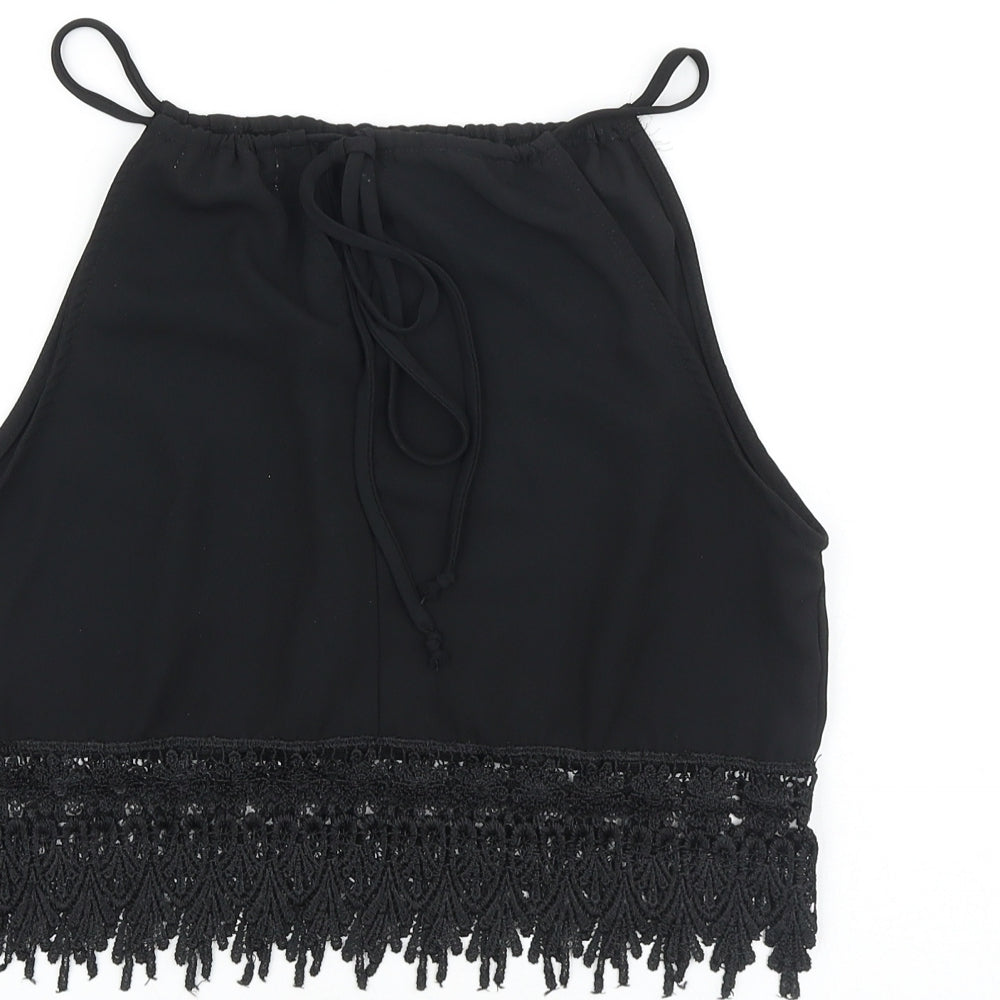 Preworn Womens Black Polyester Cropped Tank Size S Boat Neck