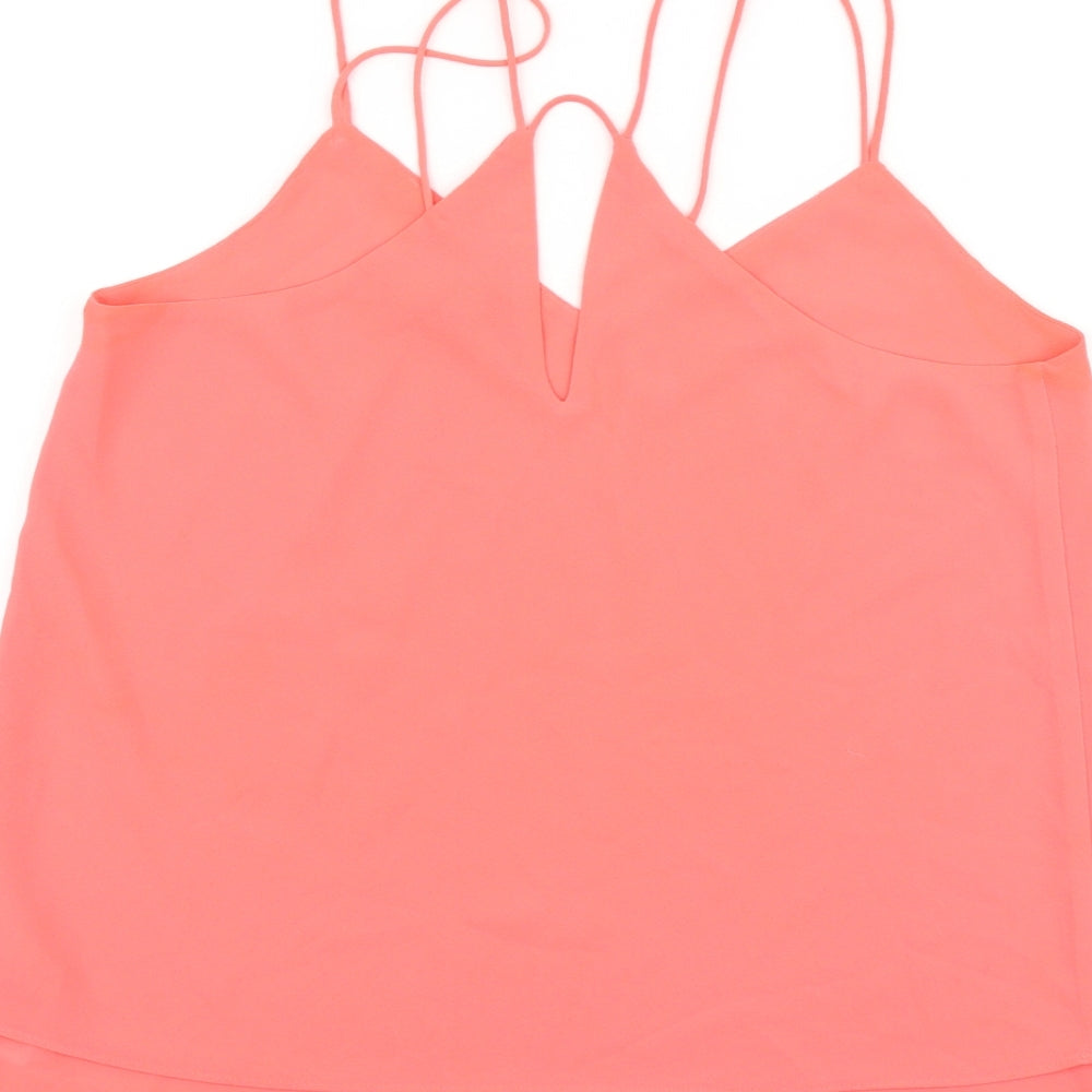 New Look Womens Pink Polyester Basic Tank Size 10 V-Neck