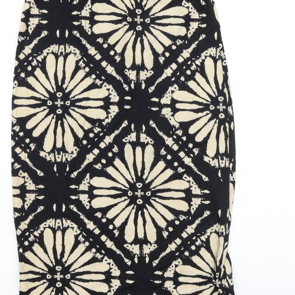Preworn Womens Black Geometric Viscose Straight & Pencil Skirt Size 25 in