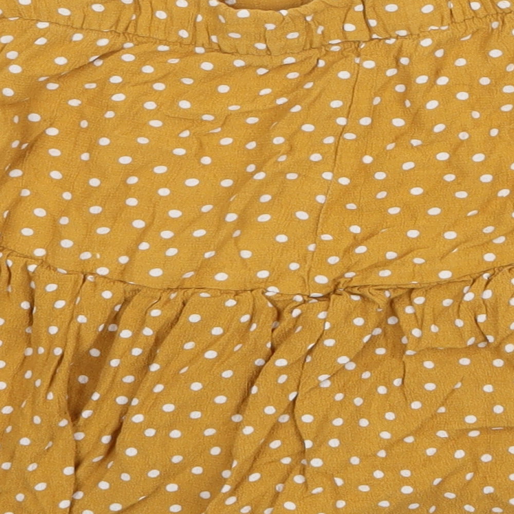 Zara Womens Yellow Polyester Skater Skirt Size S Zip