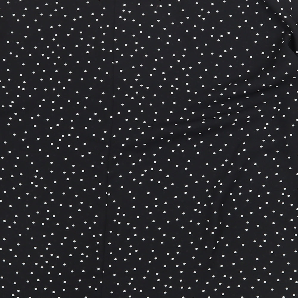 Papaya Womens Black Geometric Polyester Basic Blouse Size 12 Boat Neck