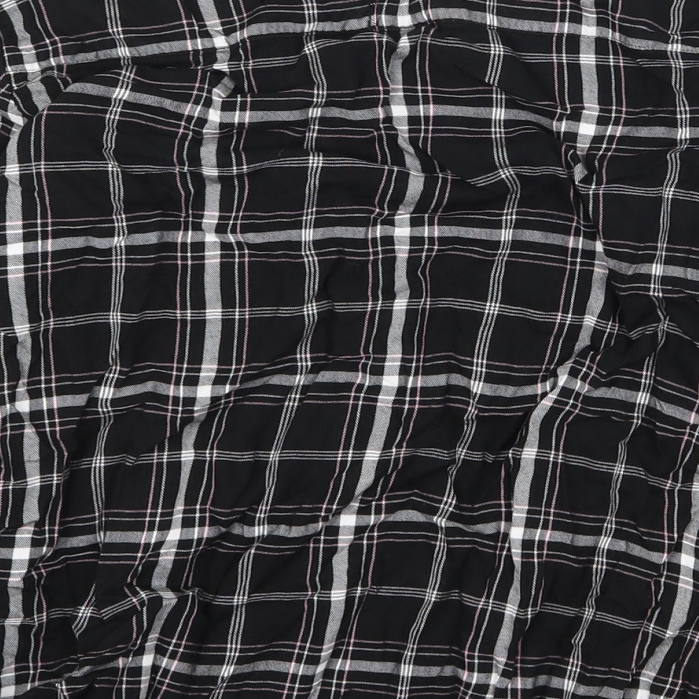 TOM TAILOR Womens Black Plaid Viscose Basic Blouse Size 8 Scoop Neck