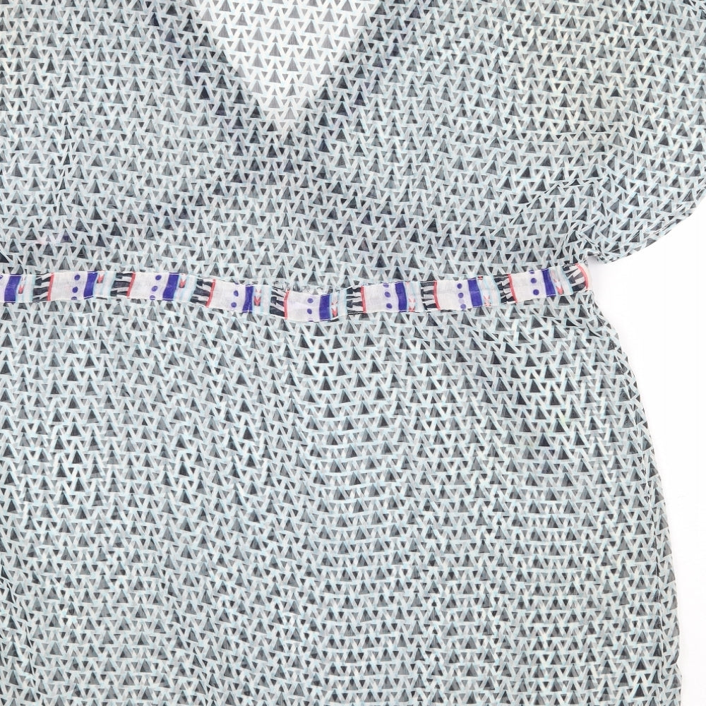 F&F Womens Green Geometric Polyester A-Line Size M V-Neck Tie