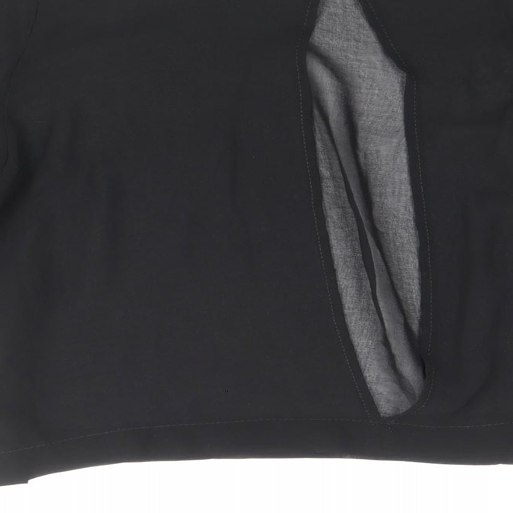 Zack Womens Black Polyester Basic Blouse Size M Boat Neck - Bell Sleeve, Open Back