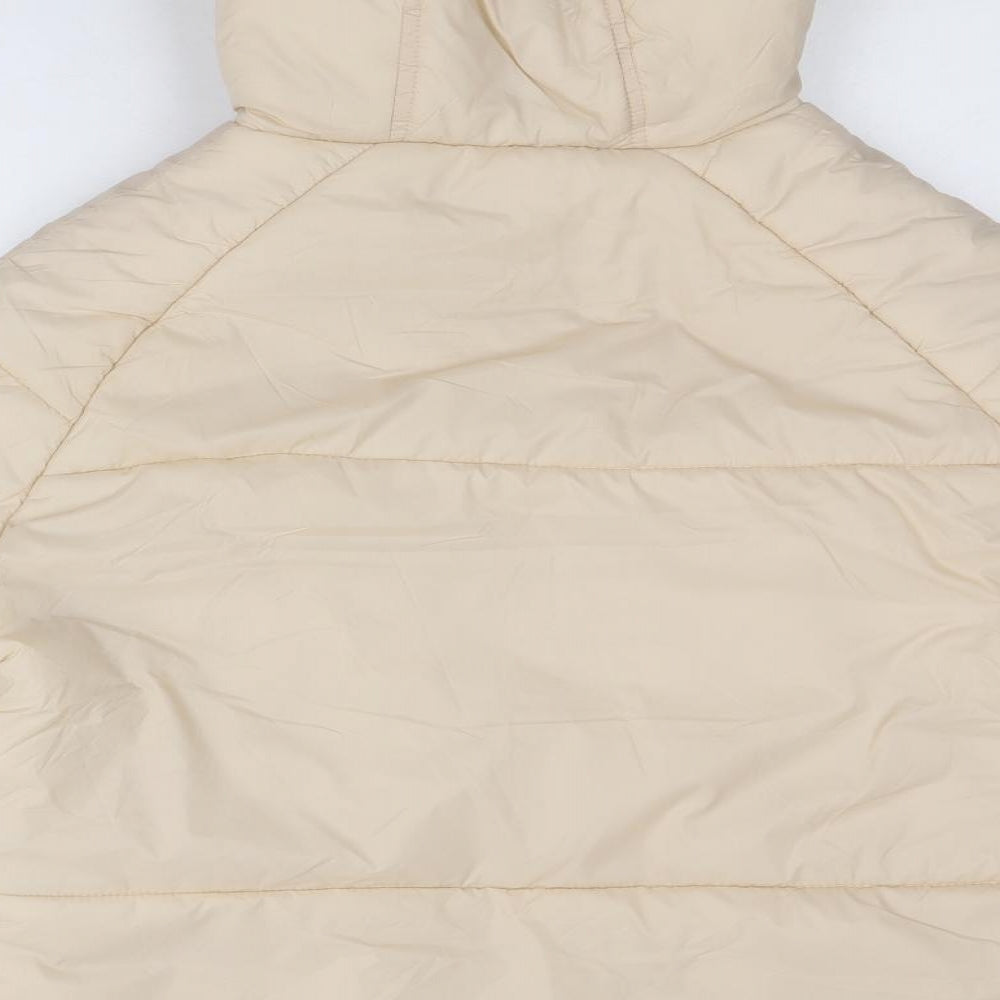 PRETTYLITTLETHING Womens Beige Puffer Jacket Jacket Size 4 Zip