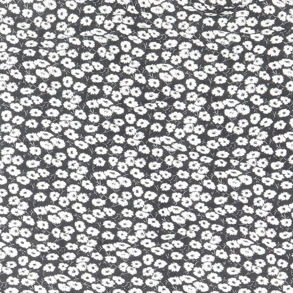 Atmosphere Womens Black Floral Viscose Basic Button-Up Size 8 Collared