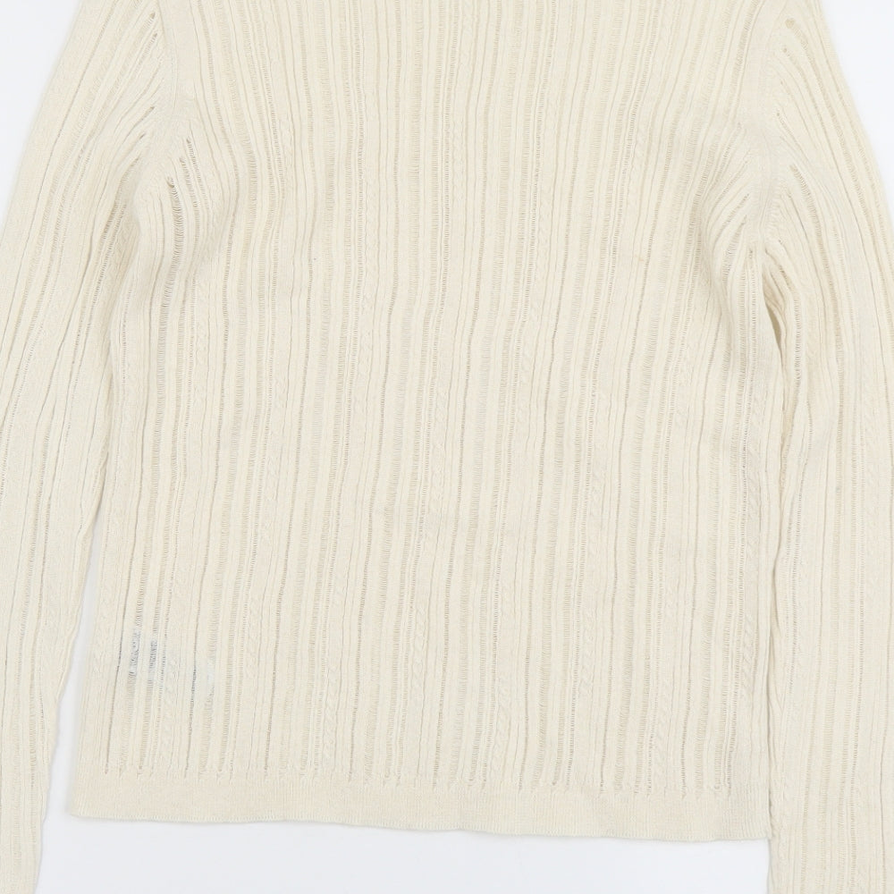 Marks & Spencer Womens Beige Scoop Neck Polyester Pullover Jumper Size M
