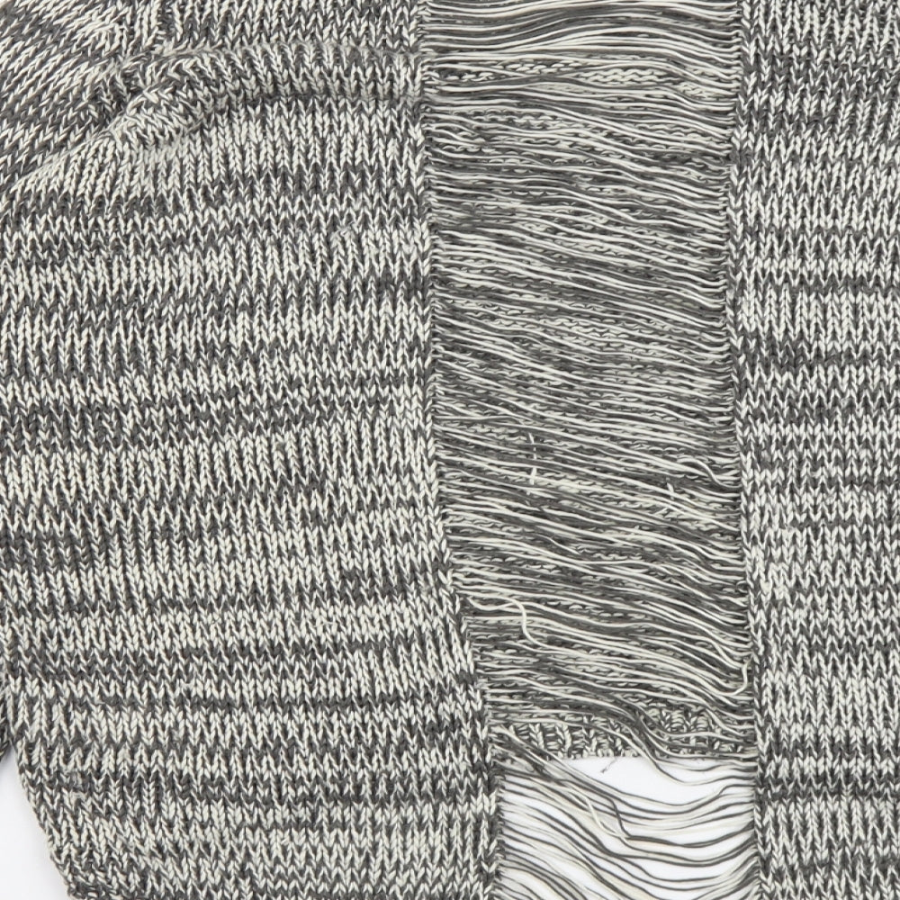 H&M Womens Grey Boat Neck Acrylic Pullover Jumper Size M - Distressed Back