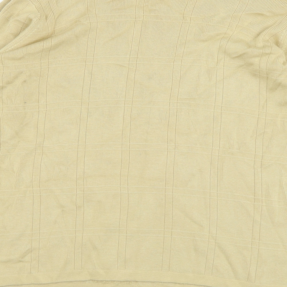 Jumper Womens Beige Scoop Neck Check Acrylic Pullover Jumper Size L