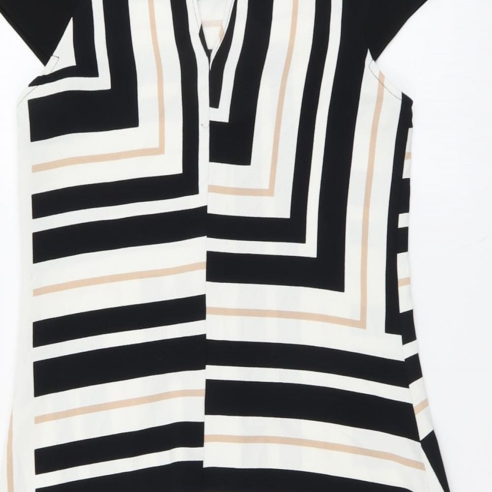 River Island Womens Multicoloured Geometric Polyester A-Line Size 8 Round Neck Button