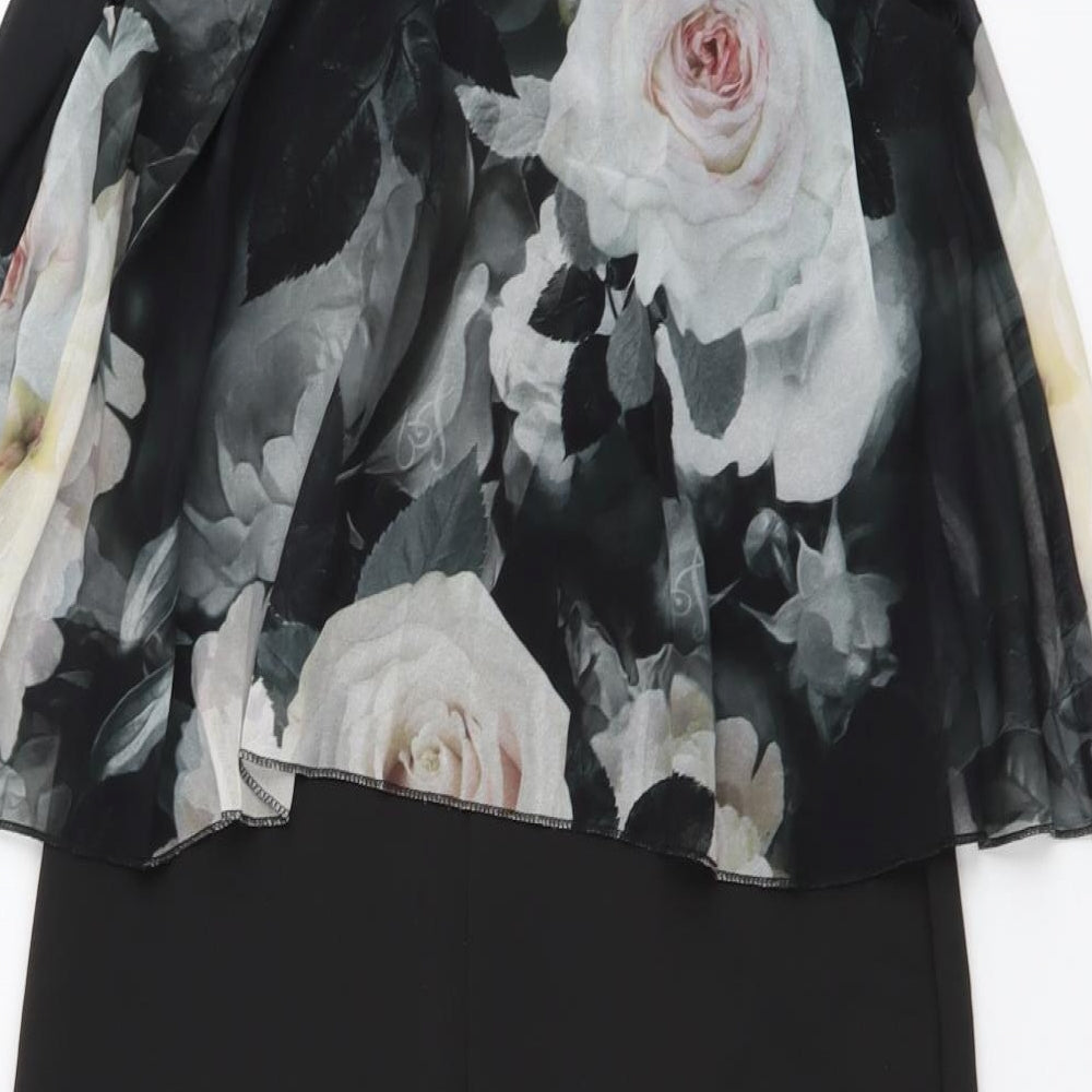 Lipsy Womens Black Floral Polyester Pencil Dress Size S Halter Button