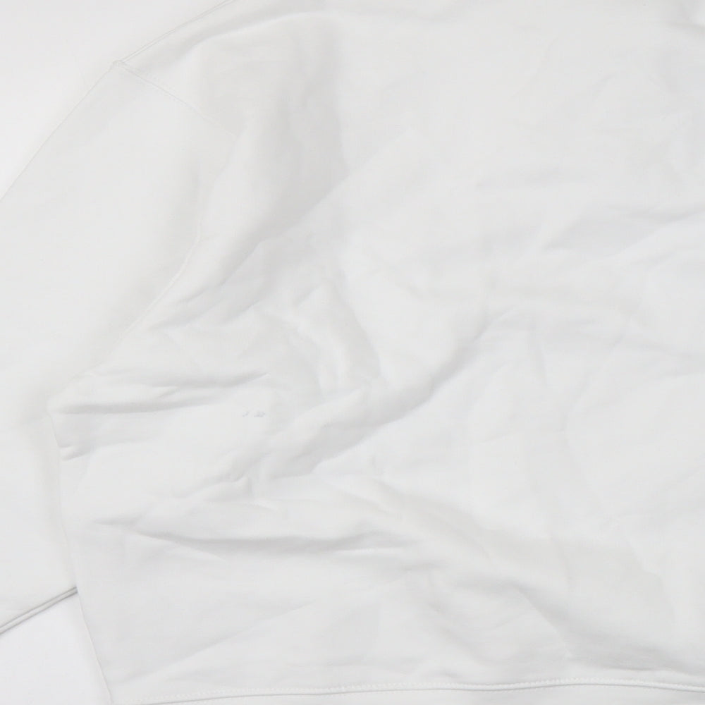 Zara Womens White Cotton Pullover Sweatshirt Size S Button