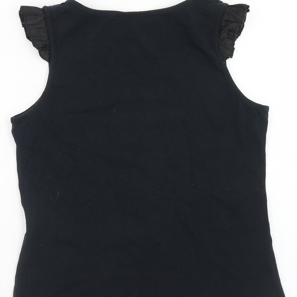 Jenson Womens Black Cotton Basic Tank Size S Scoop Neck
