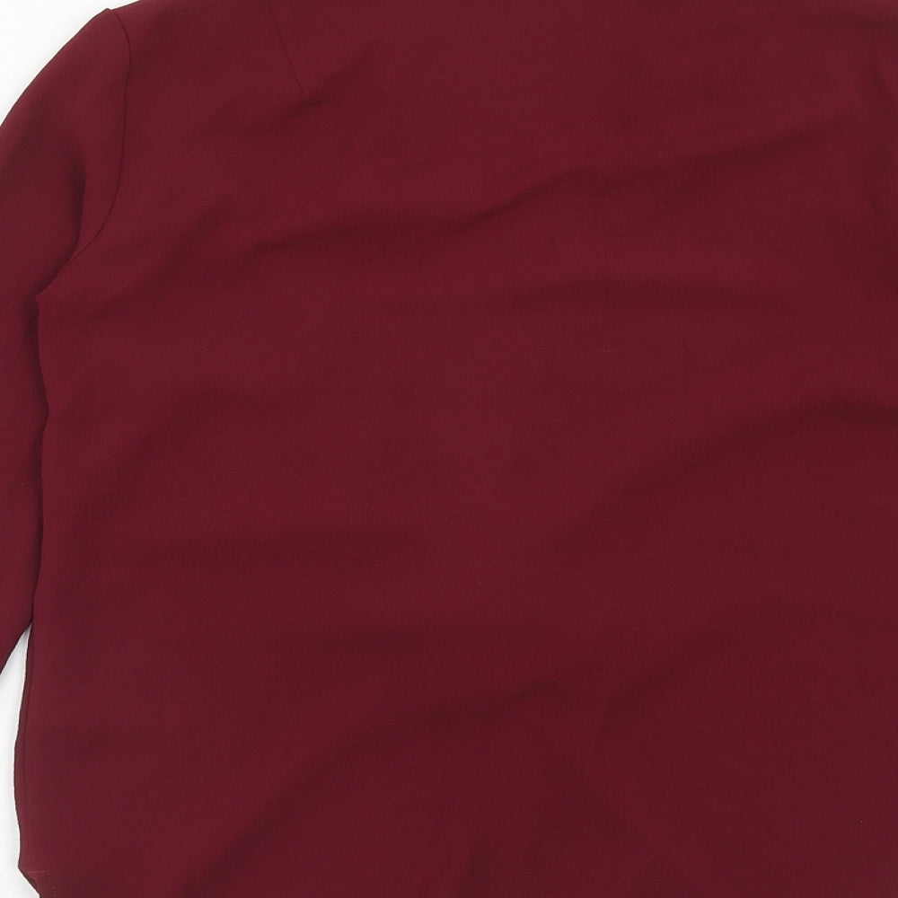 Topshop Womens Red Polyester Basic Blouse Size 8 V-Neck