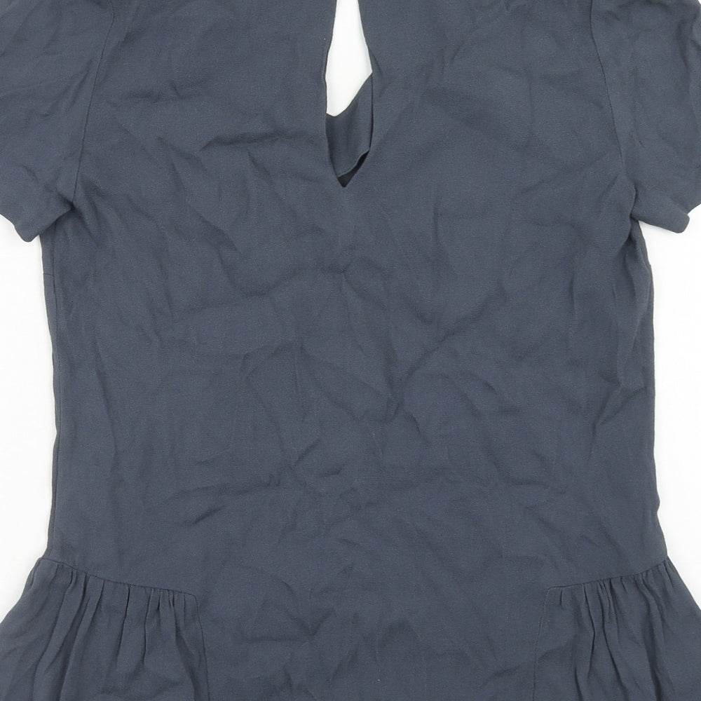 The White Company Womens Blue Viscose Basic Blouse Size 8 V-Neck
