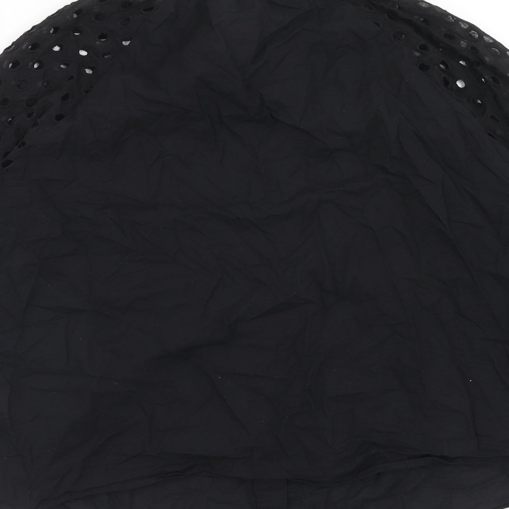 Cerise Blue Womens Black Cotton Basic Blouse Size S Round Neck