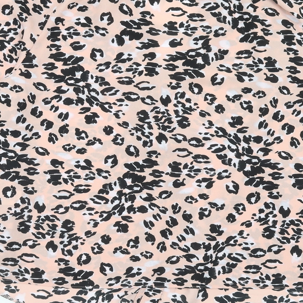 Et Vous Womens Pink Animal Print Polyester Basic Blouse Size 14 V-Neck - Leopard Print