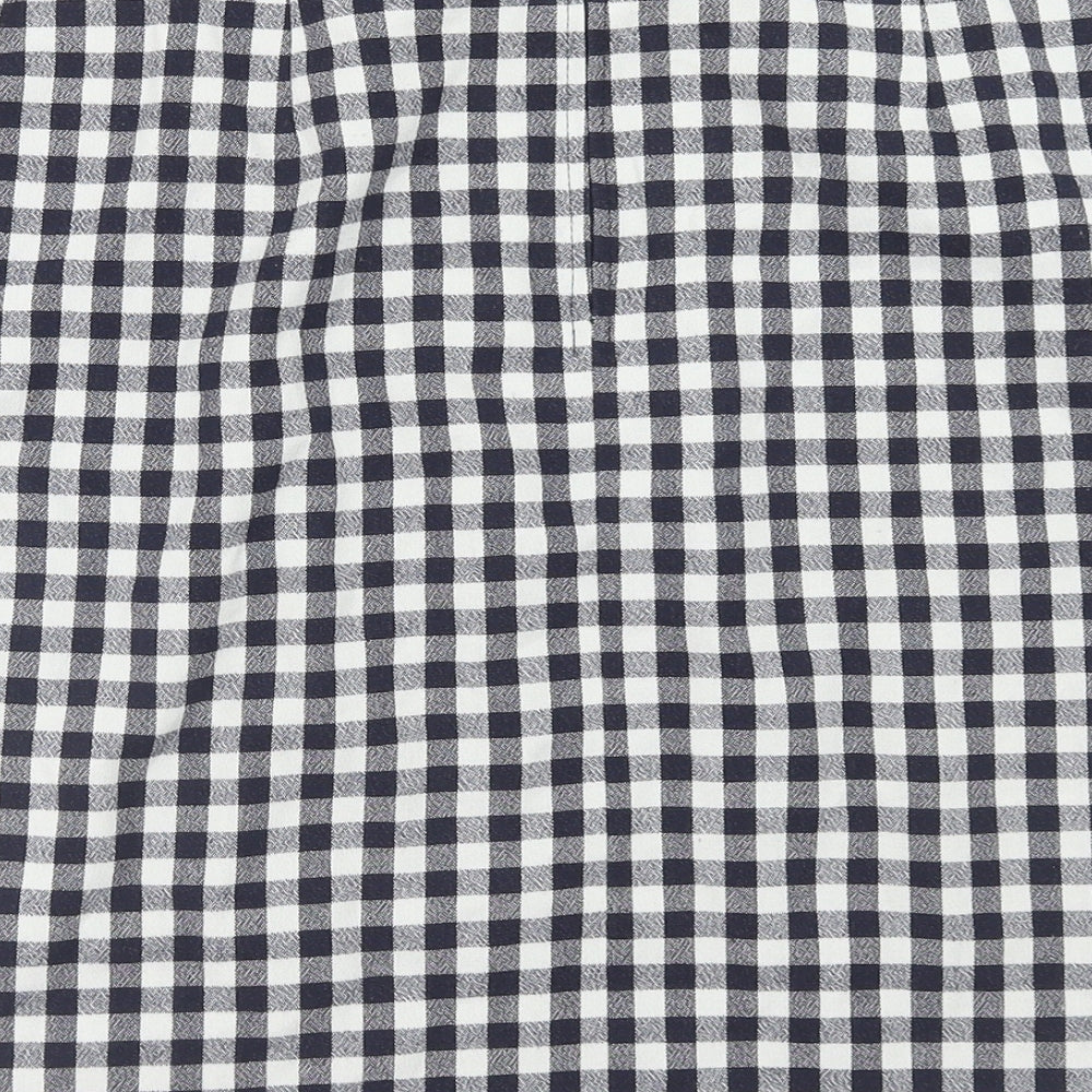 Preworn Womens Blue Check Polyester Straight & Pencil Skirt Size 28 in Zip