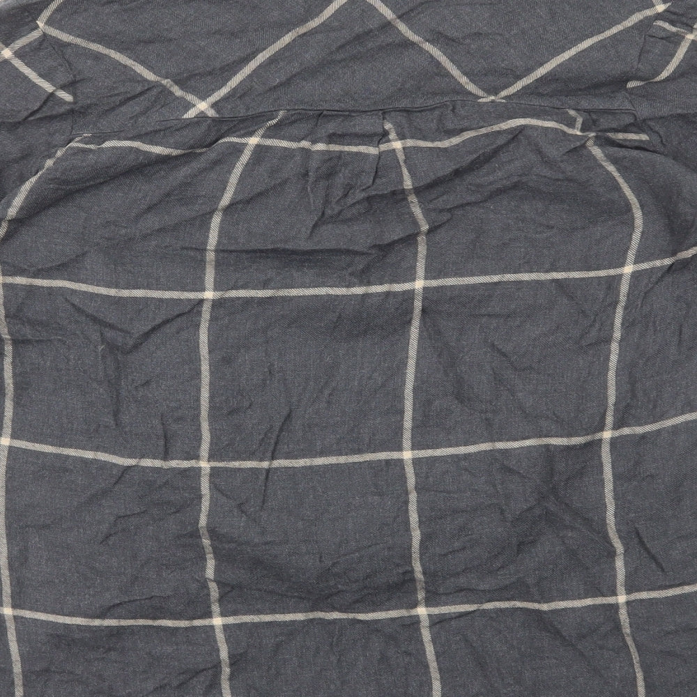 River Island Womens Grey Check Viscose Basic Blouse Size 10 V-Neck