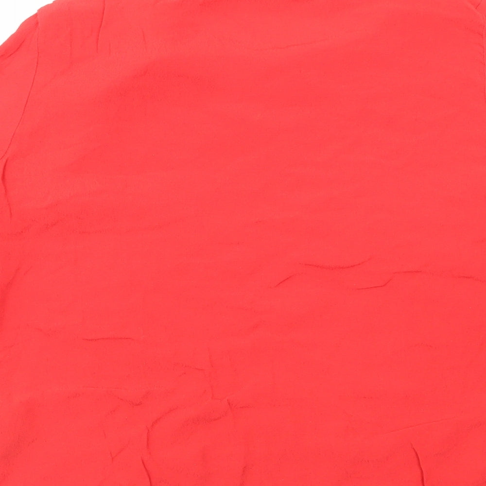H&M Womens Red Polyester Basic Blouse Size 8 Round Neck