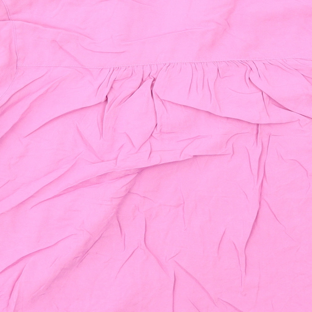 Marks & Spencer Womens Pink Viscose Basic Blouse Size 10 V-Neck