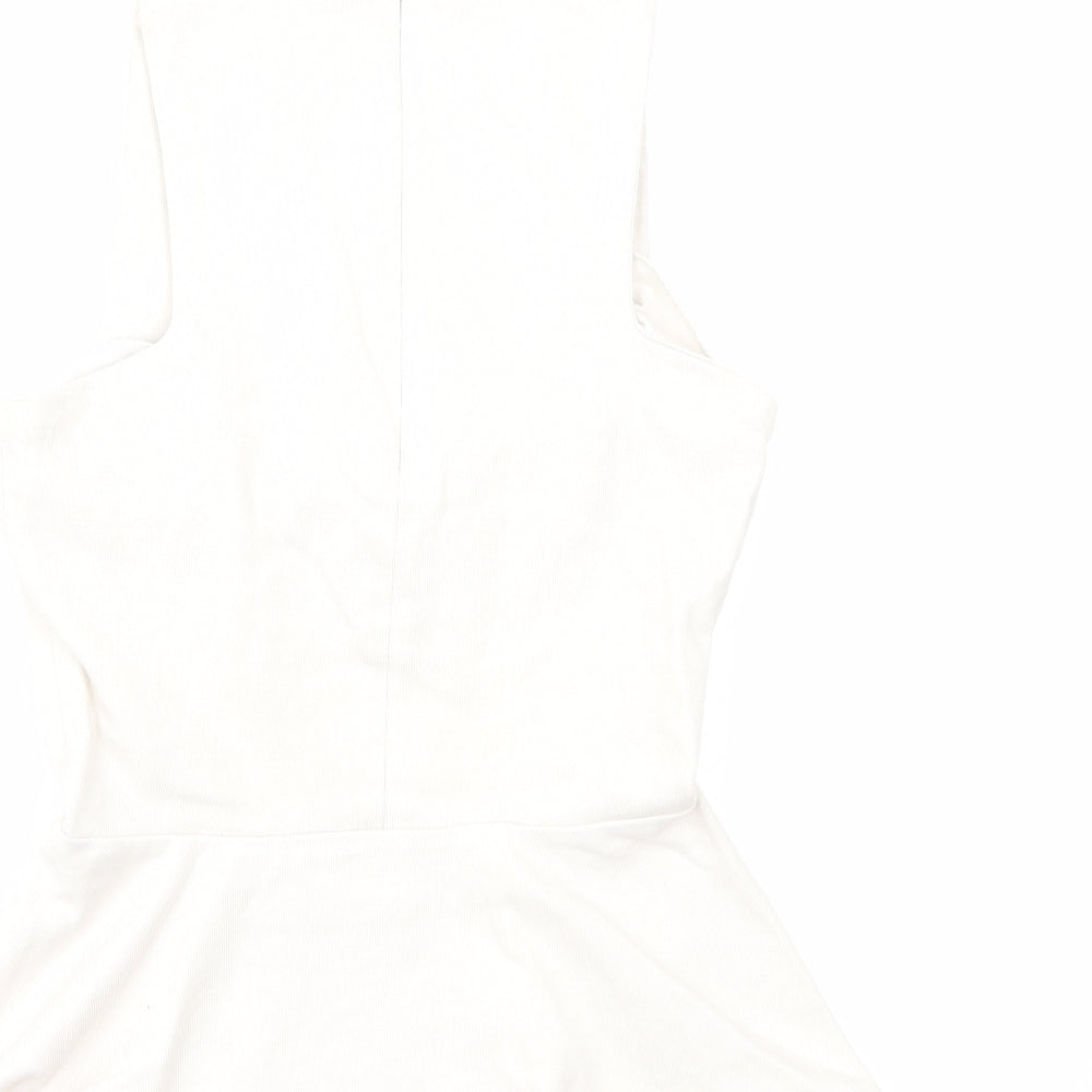 Zara Womens Beige Cotton Basic Tank Size S Round Neck