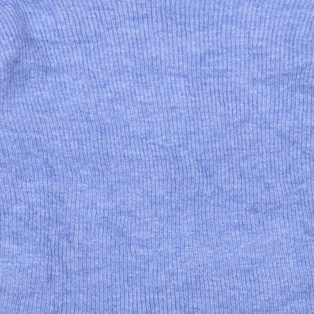 VERO MODA Womens Blue V-Neck Acrylic Pullover Jumper Size S