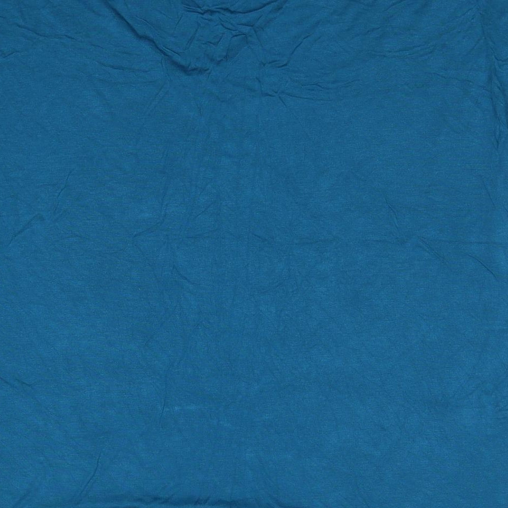 Giveupp Womens Blue Viscose Basic T-Shirt One Size V-Neck