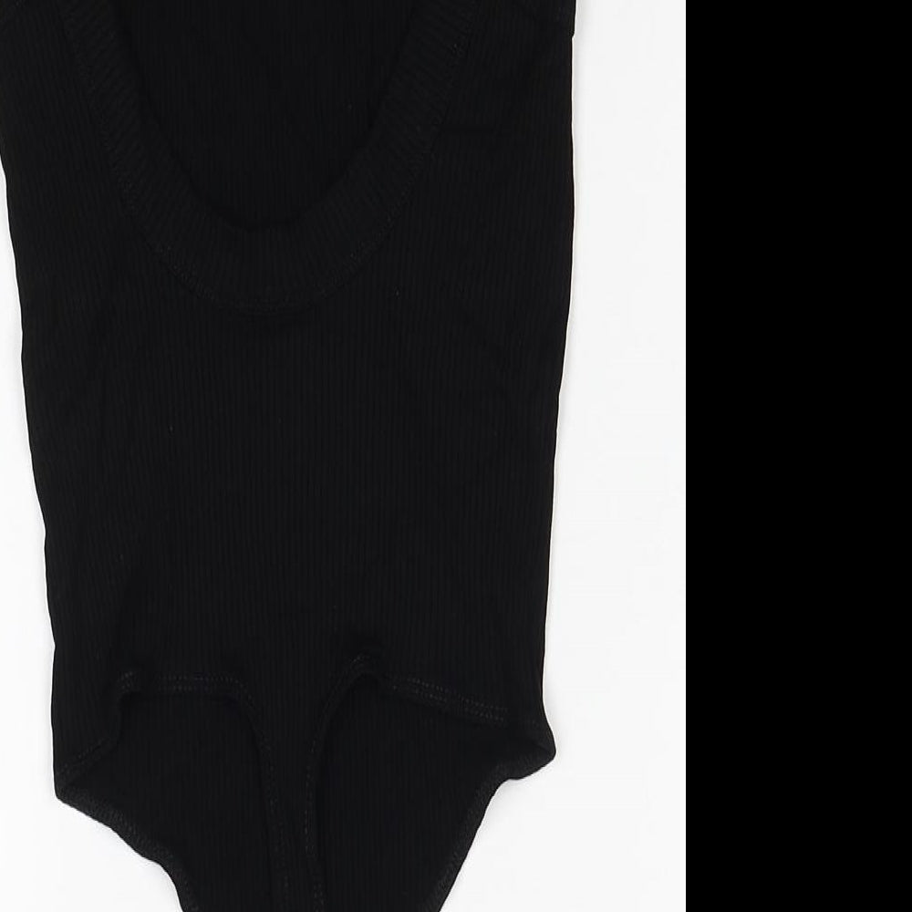 ASOS Womens Black Viscose Bodysuit One-Piece Size 6 Snap