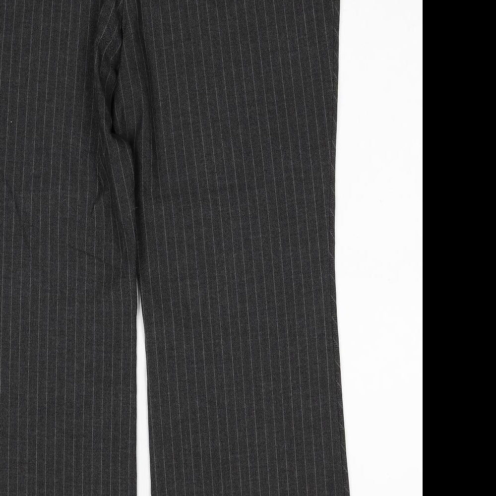 Marks and Spencer Womens Grey Striped Polyester Dress Pants Trousers Size 18 Regular Zip
