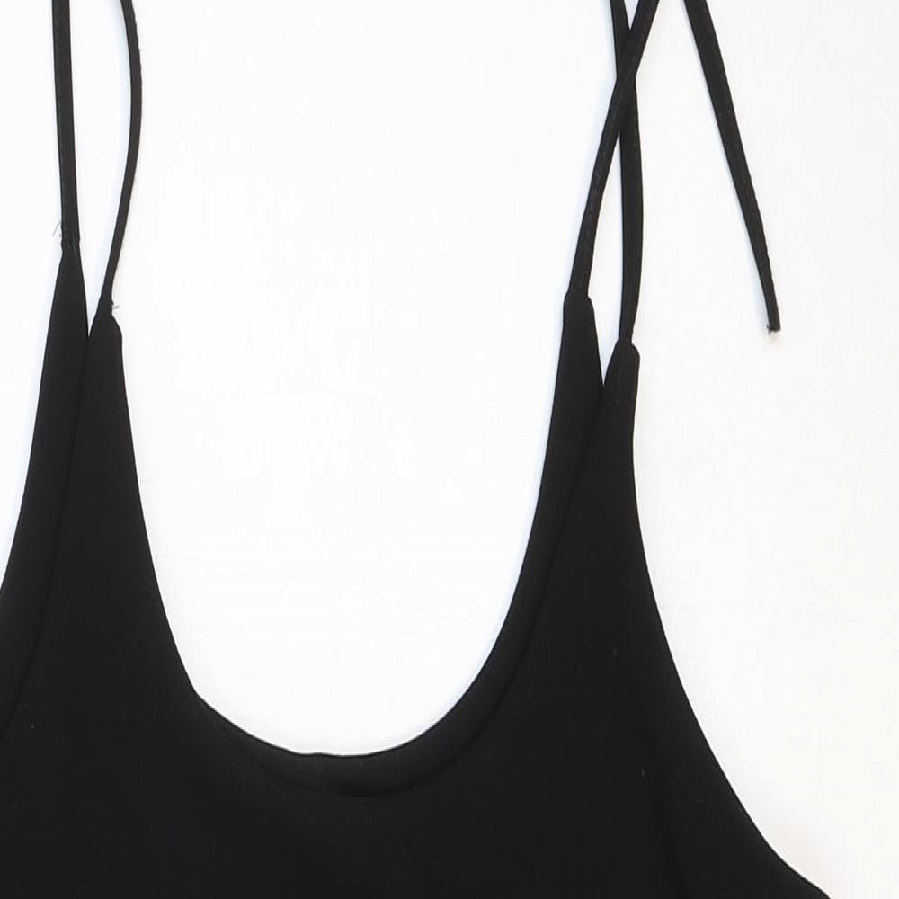 Preworn Womens Black Polyester Basic Tank Size 14 Round Neck