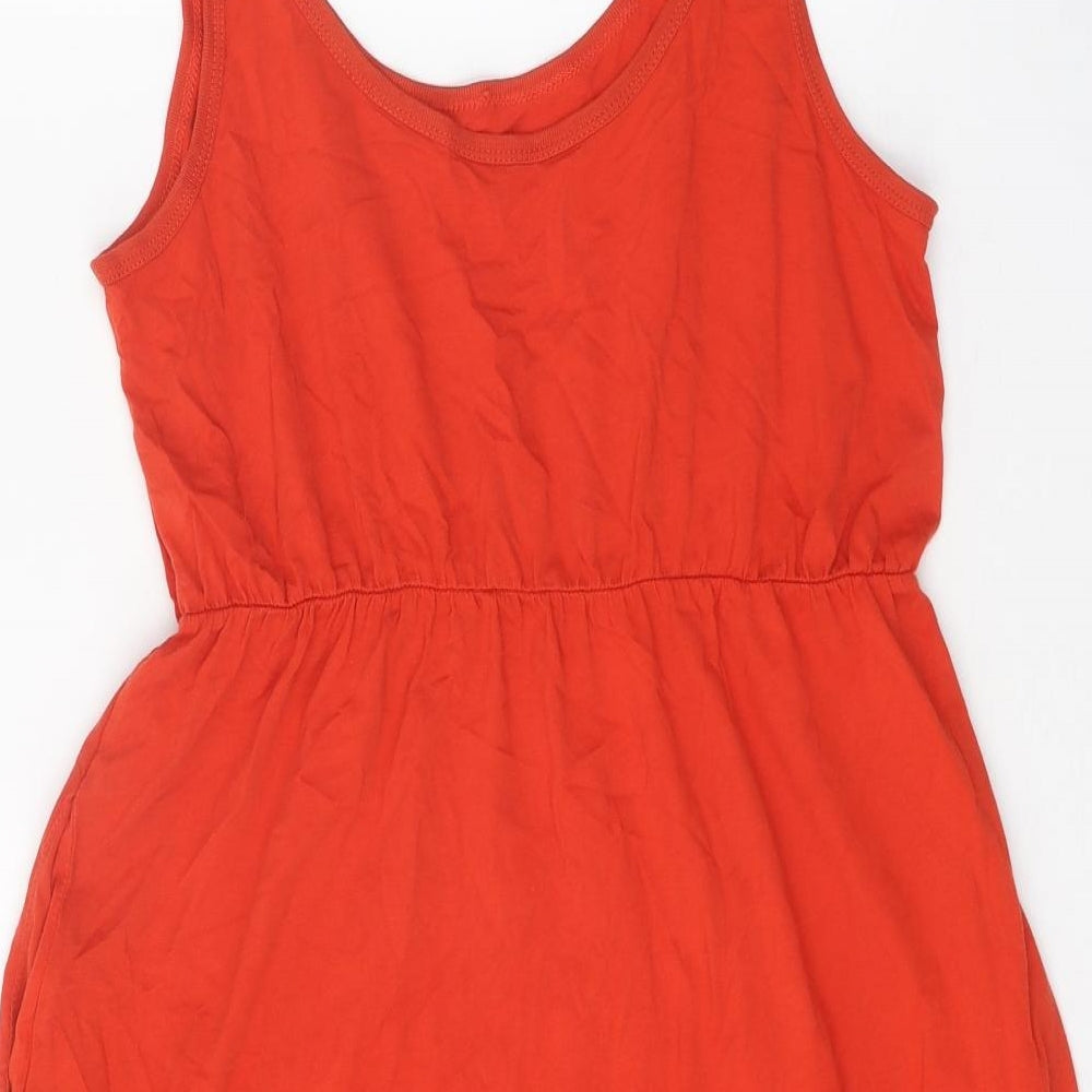 Preworn Womens Red 100% Cotton Tank Dress One Size Scoop Neck Pullover