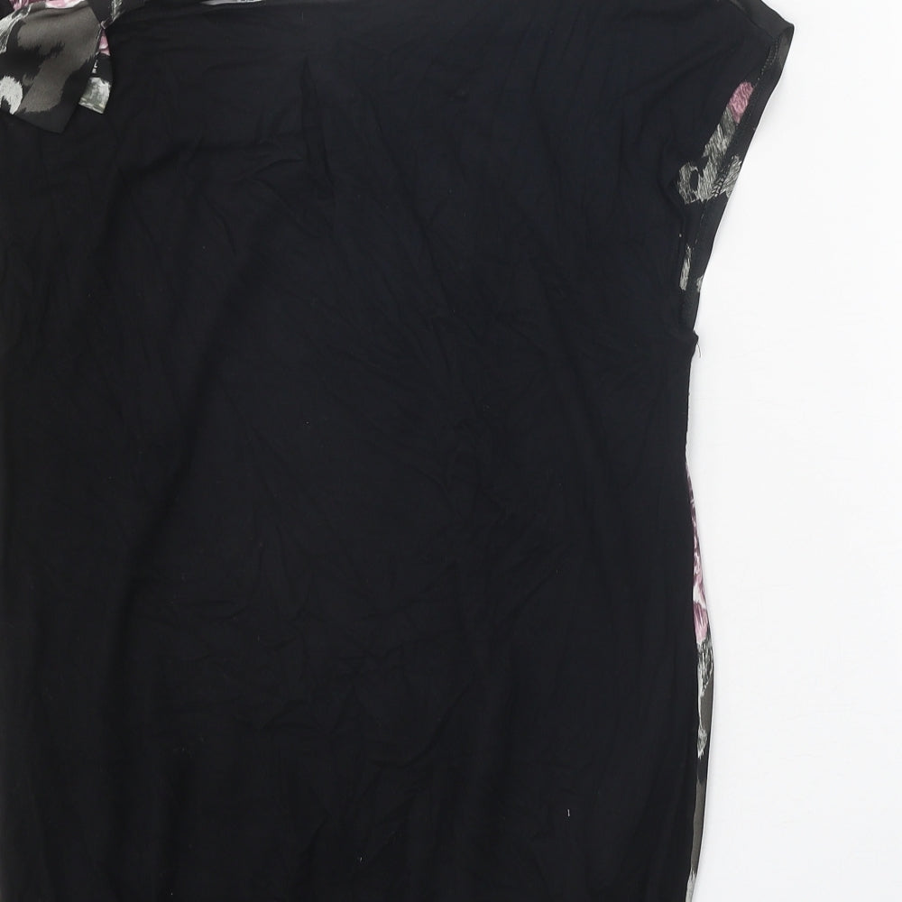 Amphora Womens Black Polyester Basic Blouse Size 10 Scoop Neck