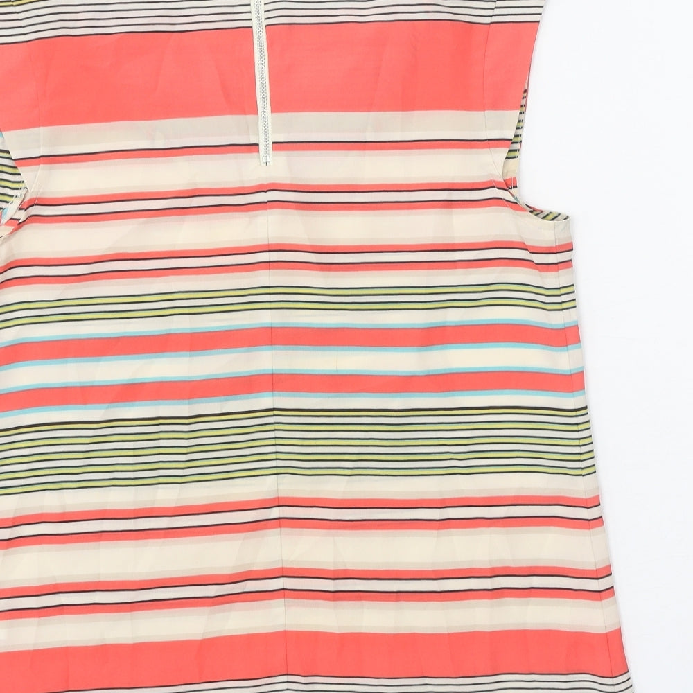 Oasis Womens Multicoloured Striped Polyester Basic Blouse Size 10 Scoop Neck