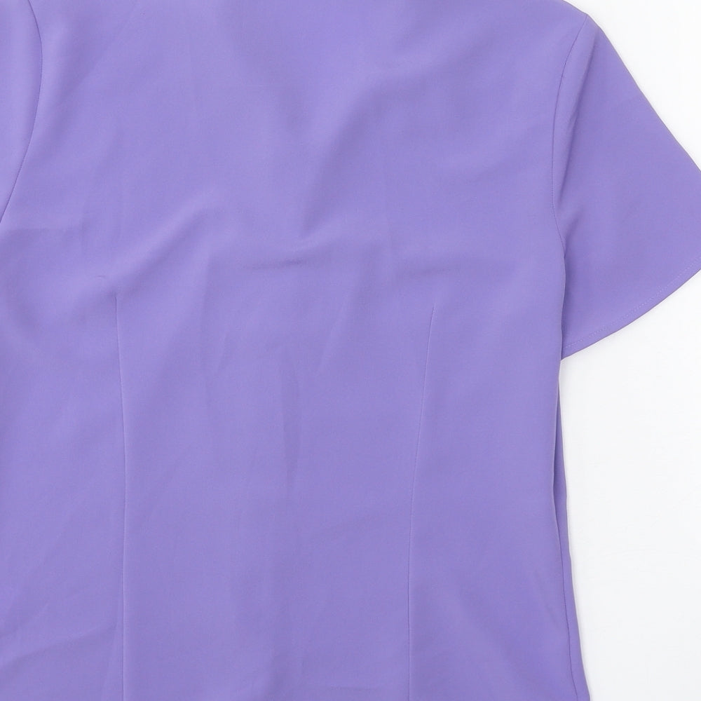 NEXT Womens Purple Polyester Basic Button-Up Size 10 Collared