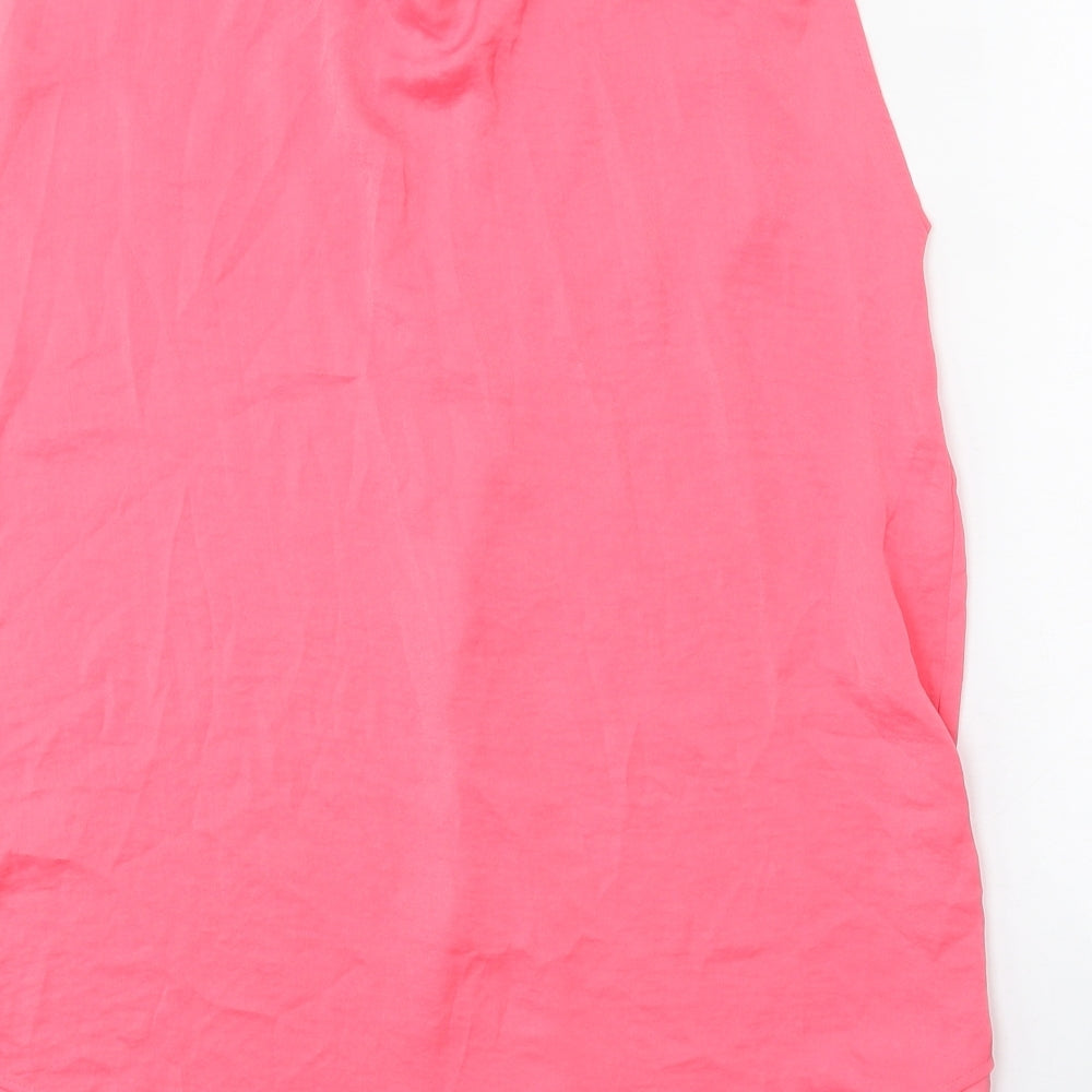 Marks & Spencer Womens Pink Polyester Basic Blouse Size 6 V-Neck