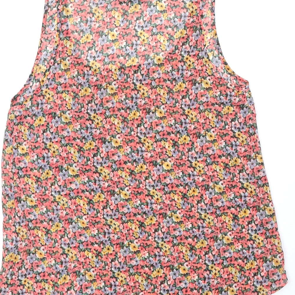 International Womens Multicoloured Floral Polyester Basic Tank Size 8 Scoop Neck