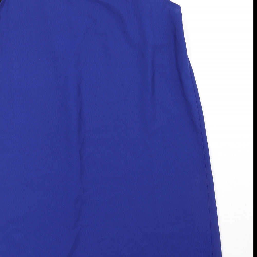 So Fabulous Womens Blue Polyester Basic Blouse Size 14 Scoop Neck