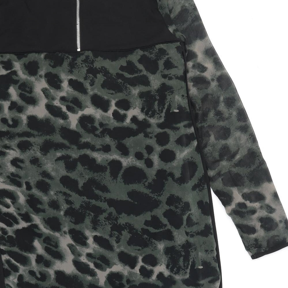 Religion Womens Green Animal Print Polyester Shift Size 10 Boat Neck Pullover - Leopard Print