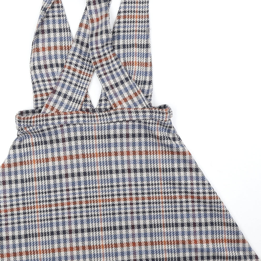 Red Herring Womens Multicoloured Geometric Polyester Pinafore/Dungaree Dress Size 8 V-Neck Button