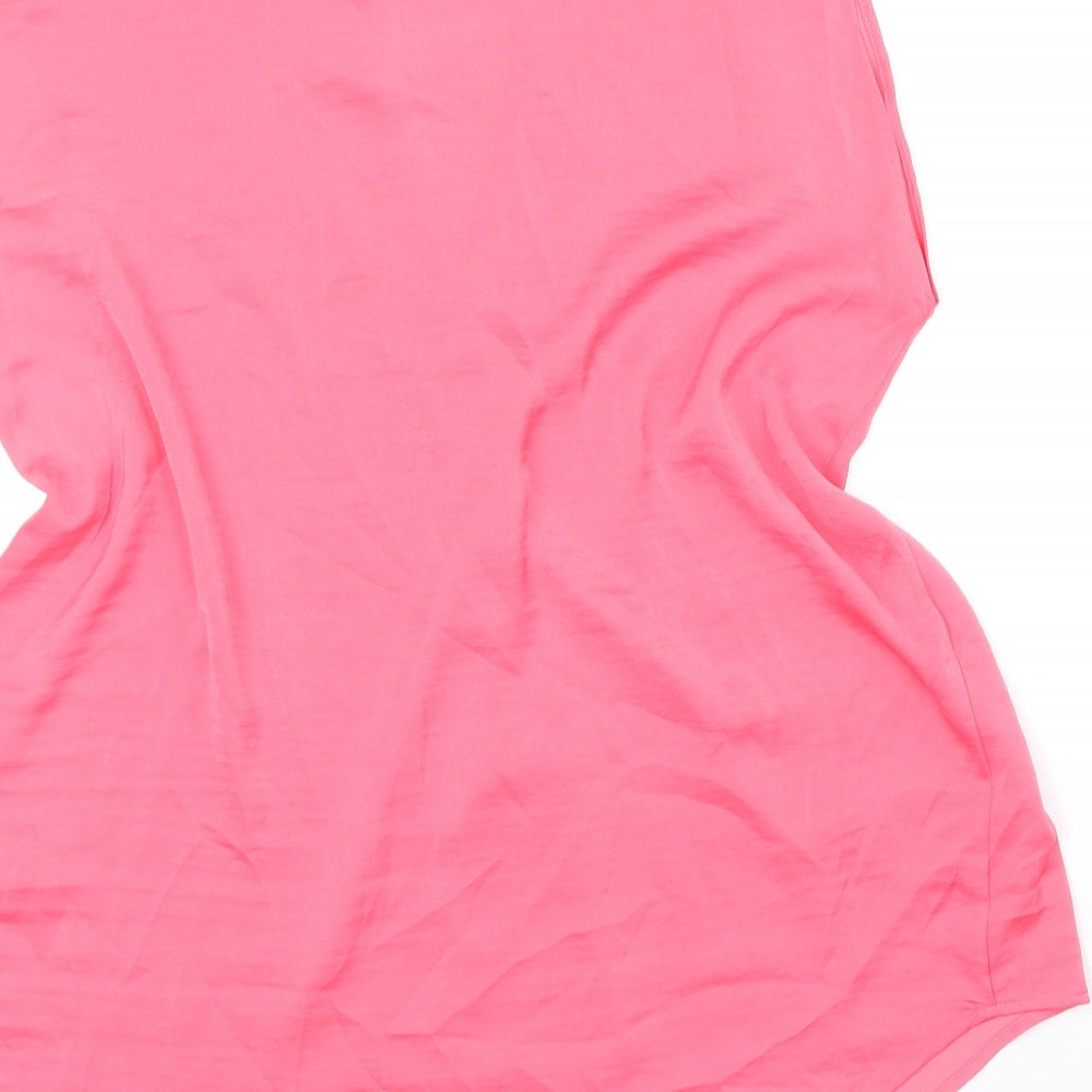 Marks & Spencer Womens Pink Polyester Basic Blouse Size 10 V-Neck