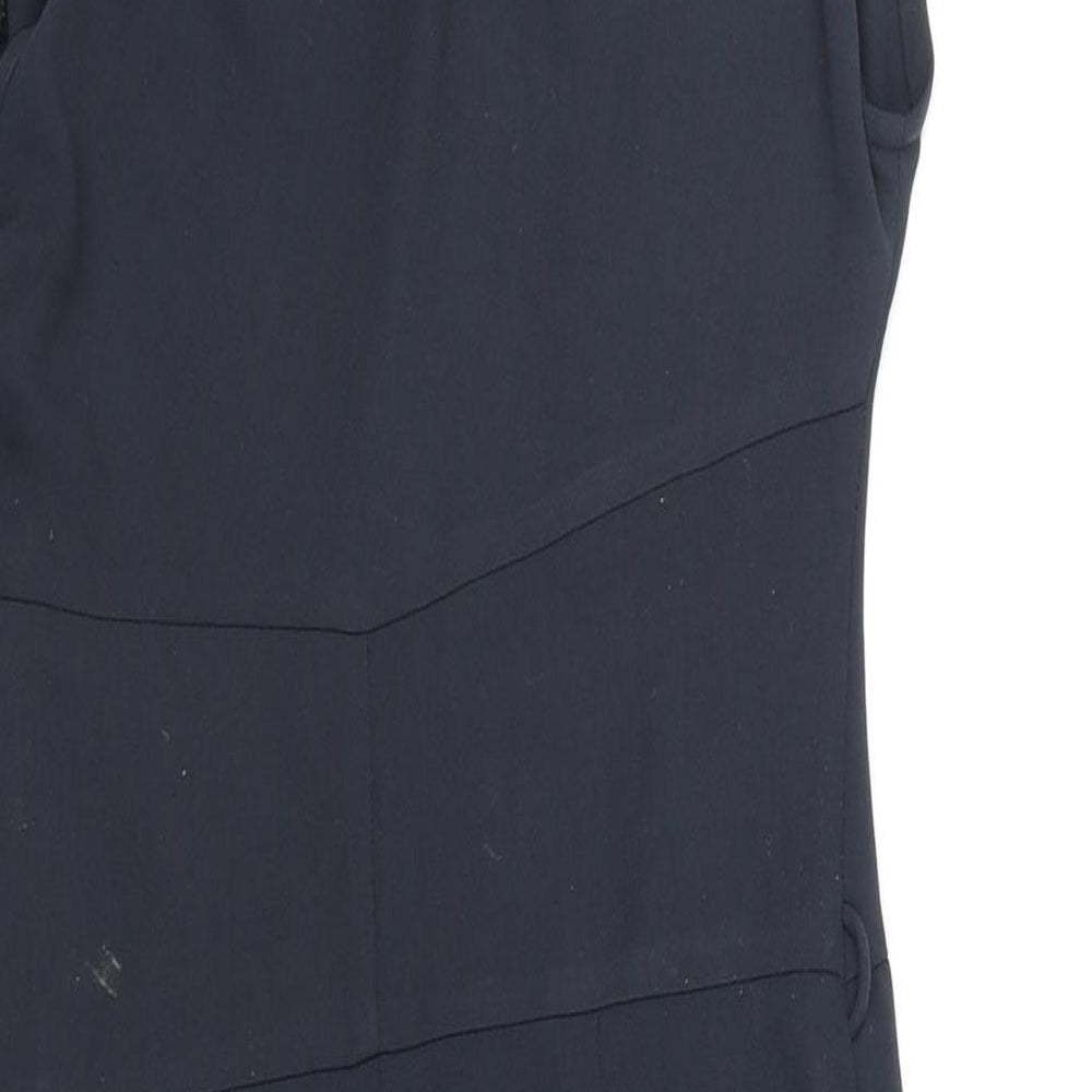 Warehouse Womens Blue Polyester Shift Size 10 One Shoulder Zip
