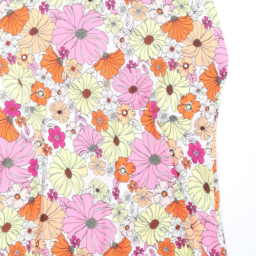 Marks and Spencer Womens Multicoloured Floral Polyester Basic Tank Size 12 V-Neck